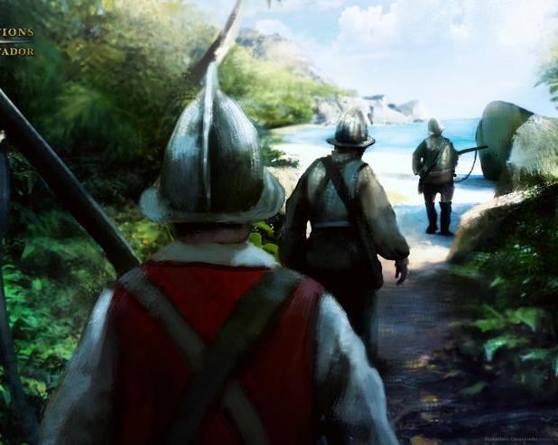 Expeditions: Conquistador.</p>
<p>Мы над храмами ацтеков водрузим испанский стяг!